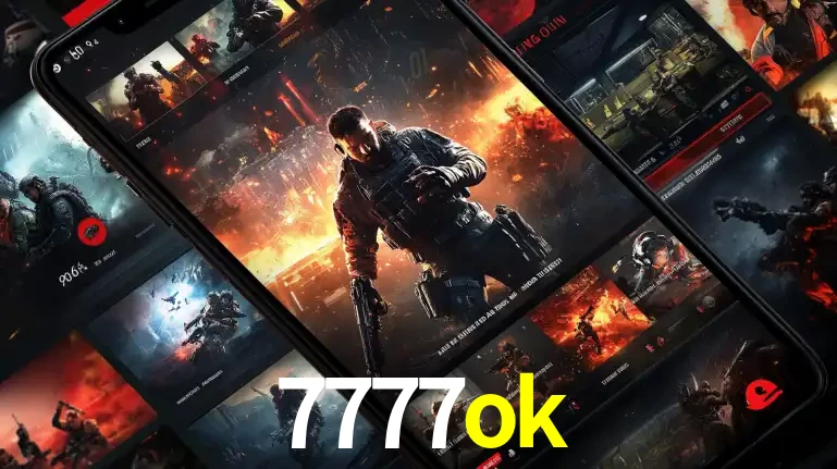 Tela de um celular exibindo uma galeria de jogos de tiro com temática militar, mostrando a variedade de e-sports disponíveis para apostas na plataforma de entretenimento 7777ok.